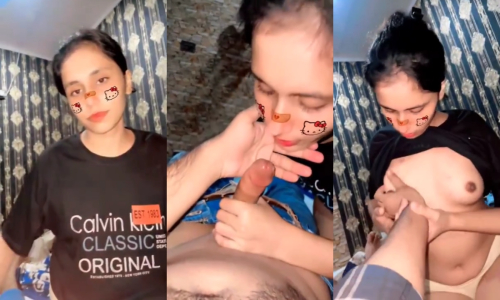 Sexy Girl Boobs Pressed Giving Blowjob